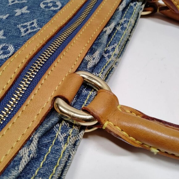 Authentic Louis Vuitton Flat Shopper Blue Monogram Denim Tote Bag mn1293-121225 - Picture 9 of 16